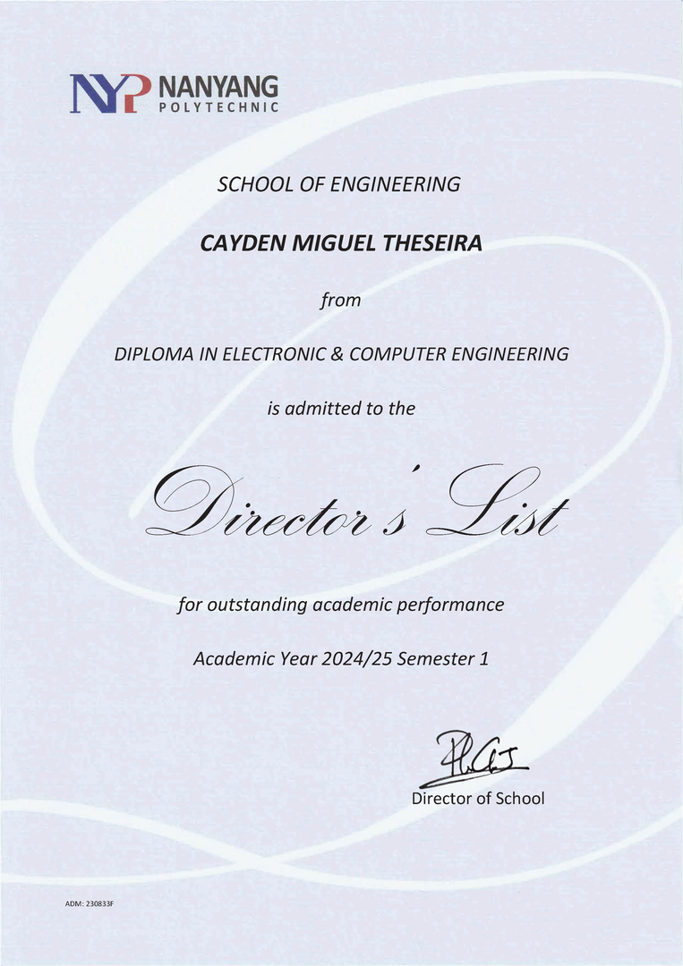 Director's List Year 2 Semester 1